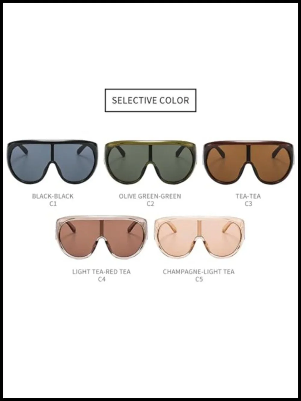 Oversized Aviator Sunglasses Full Frame Shield UV400 Protection